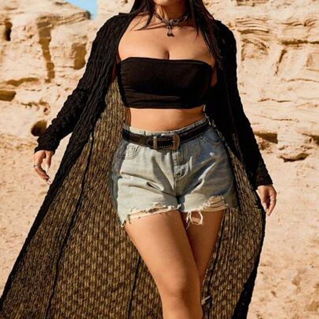 SHEIN Plus Size Flowy Long Coat For Spring And Summer