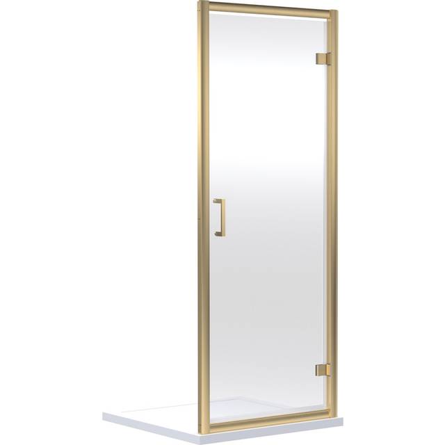 Nuie Rene Hinged Shower Enclosure Door 800mm in Brushed Brass Aluminium