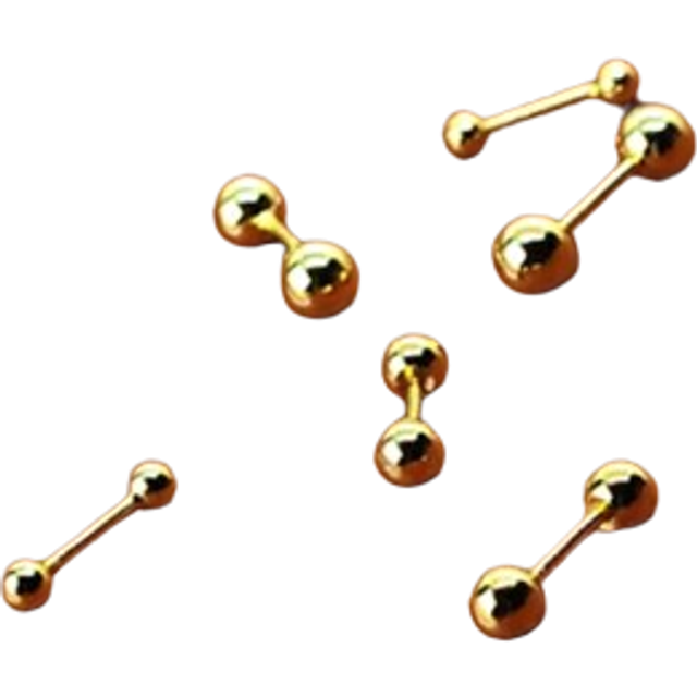 SHEIN 3 Pairs Stainless Steel Bean Earrings For Men, Simple 18K Gold Plated Ball Stud Earrings For Boys 3/4/5mm Set