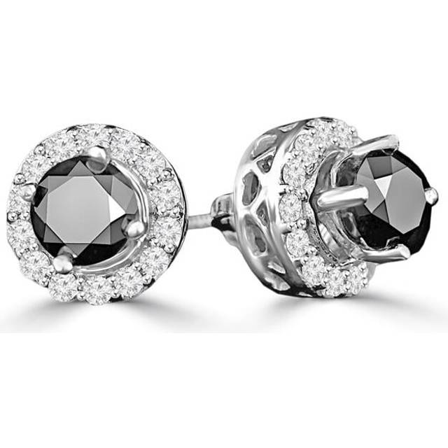 Majesty Diamonds MDR170027 0.66 CTW Round BlacK Diamond Halo Stud Earrings in 14K