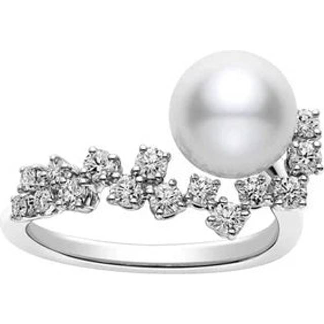 Mikimoto Starry Night 18ct White Gold Akoya Cultured Pearl 0.45ct Diamond Ring - 55