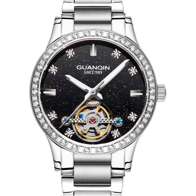 Skeleton Automatic Women Diamond Face Tourbillon Waterproof Wrist Watch