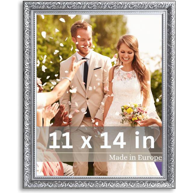 VictoR 11x14 Picture Frame Rubens Black Silver - Picture Frames 11x14 - with Shutterproof Acrylic Glass - Antique Frames - Black Frame 11 by 14
