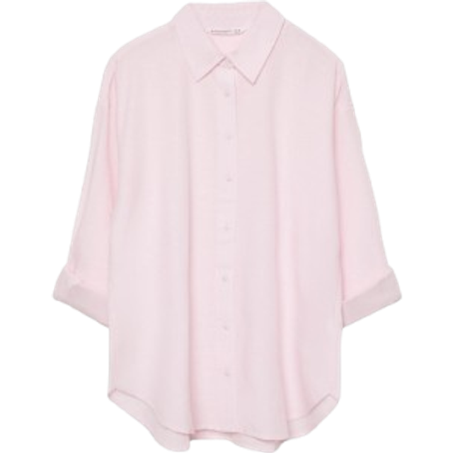 Stradivarius Linen blend shirt Dark fuchsia S