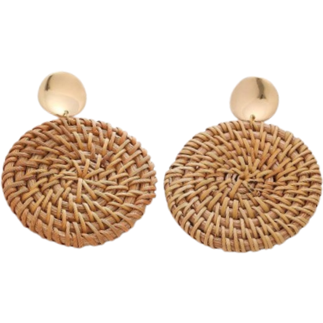 SHEIN 1pair Women&#39;s Multicolor Woven Large Round Disc Dangle Earrings