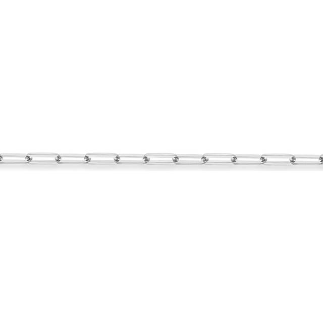 Jewelco London Ladies 18ct White Gold Flat Oval Paperclip Chain Bracelet 3mm 7.25"/19cm - CWNR02215-07