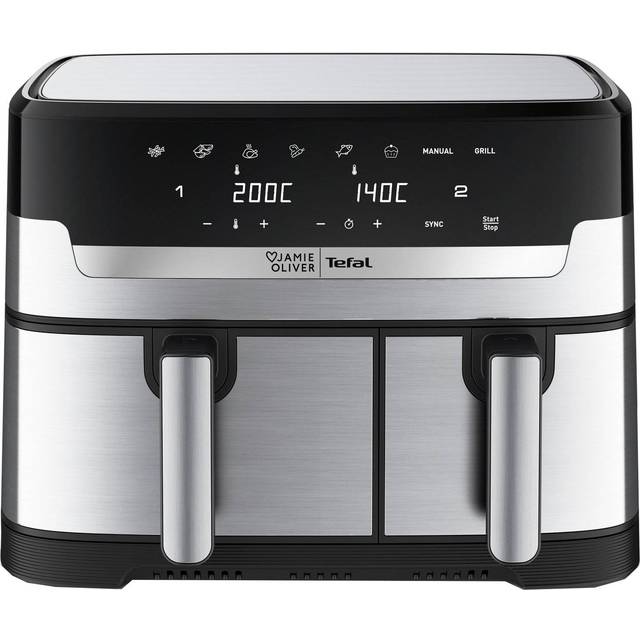 TEFAL Jamie Oliver Easy Fry EY90JDG0 8.3L Dual Drawer Air Fryer - Stainless Steel, Stainless Steel