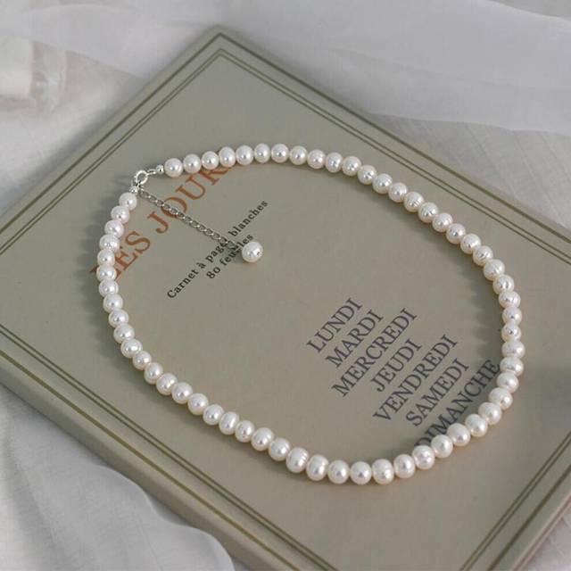 (white, 32cm) Natural Freshwater Pearl Chokers Necklace 925 Sterling Silver Jewelry For Women 2021 Gift New Fashion