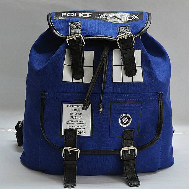 Doctor Dr Who Cosplay Daypack Police Box Shoulder Backpack Unisex Double