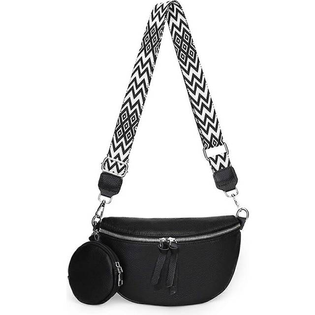 (Black, One size) New Upgraded Crossbody Fanny Packs for Women Fashionable Travel Belt Bag Outdoor Faux Leather Waist Bag with Adjustable Strap