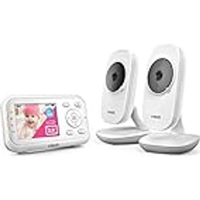 "VTech VM3250-2 Video Baby Monitor with 2 Cameras 300m Long Range with 2.8"" LCD, Up to 19-hr Video Streaming, Night Vision, Secured Transmission Temper"