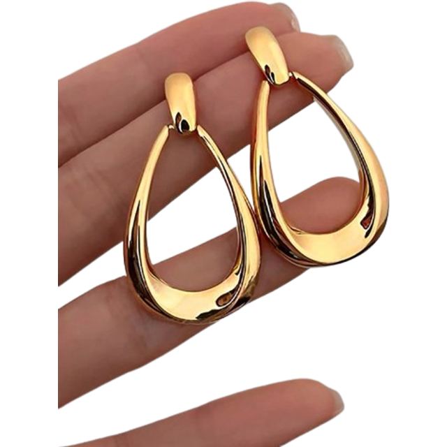 SHEIN 1pair Simple French Style High-End Geometric Earrings, Stylish & Luxurious, Suitable For Daily, Parties, Vacations For Women