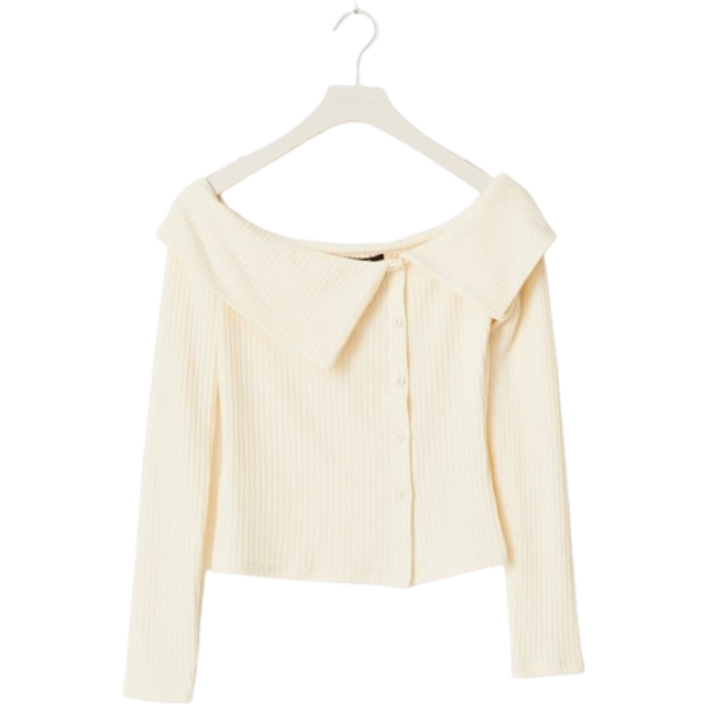 Gina Tricot-Off shoulder rib top-off shoulder-toppar-Vit-M-Dam