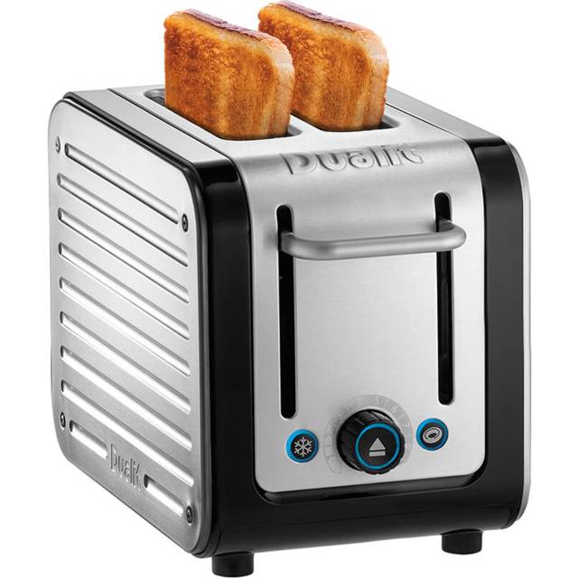 Dualit Architect 2 Slice Toaster | Brushed Stainless Steel with Black Trim | Extra-Wide Slots ? Peek and Pop Function ? Patented Perfect Toast