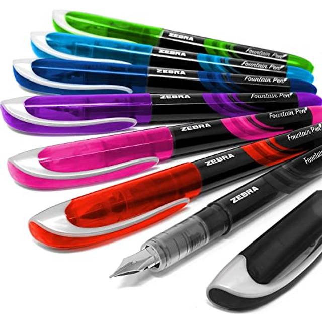 Zebra Fuente - Disposable Fountain Pen - One of Each Coloured Ink - Pack of 6