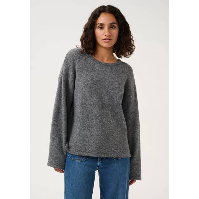 KAFFE Rue Open Back Knit Jumper, Dark Grey Melange