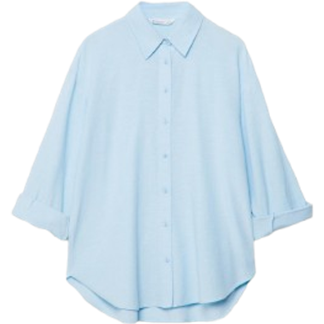 Stradivarius Linen blend shirt Denim blue XL