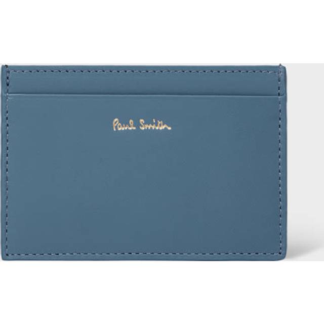 Paul Smith Dark Blue Leather 'Signature Stripe' Card Holder Grey - One Size