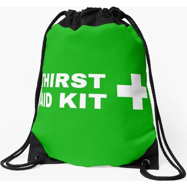 Drawstring Bag Thirst Aid Kit Green Sport Gym Shoe Backpack