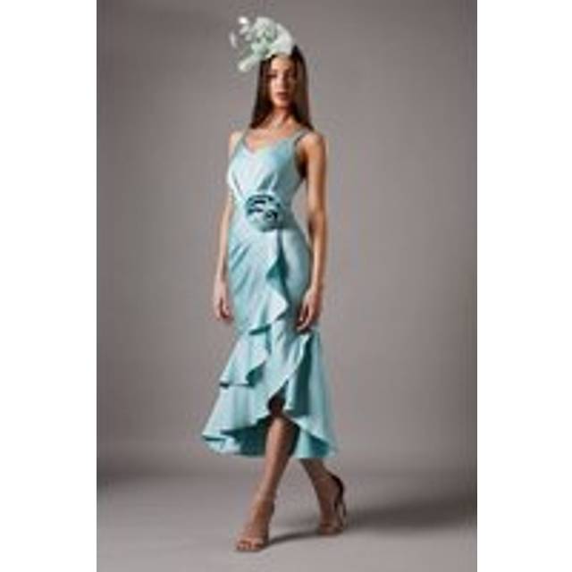 Petite CorCrepe Ruffle Dress - Sage - 8