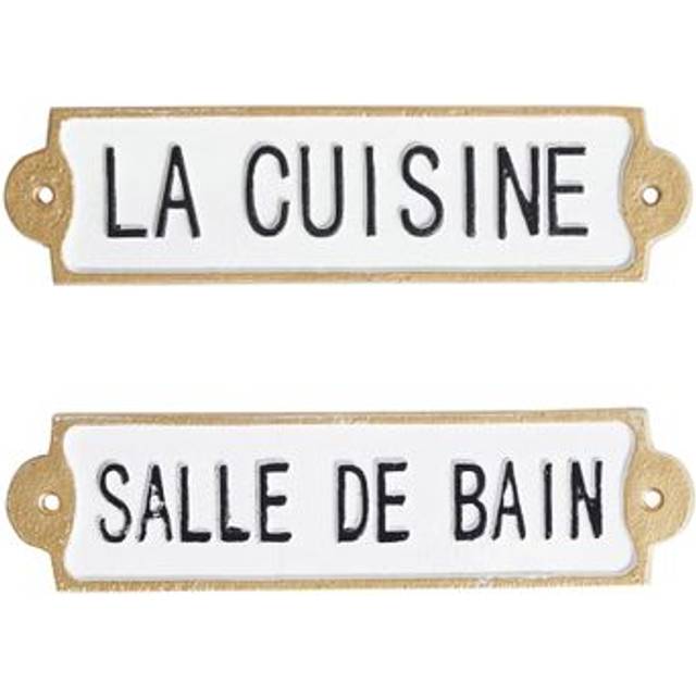 Beliani - Rectangular Set of 2 Metal Wall Decor Door Plates Plaques Vintage Accent White Isere