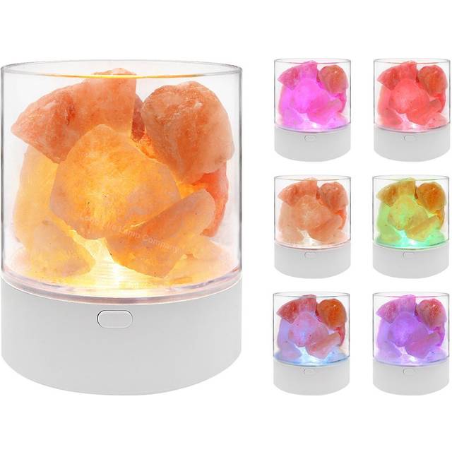 Led himalayan salt table lamp usb rechargeable warm white and rgb 3w h3031