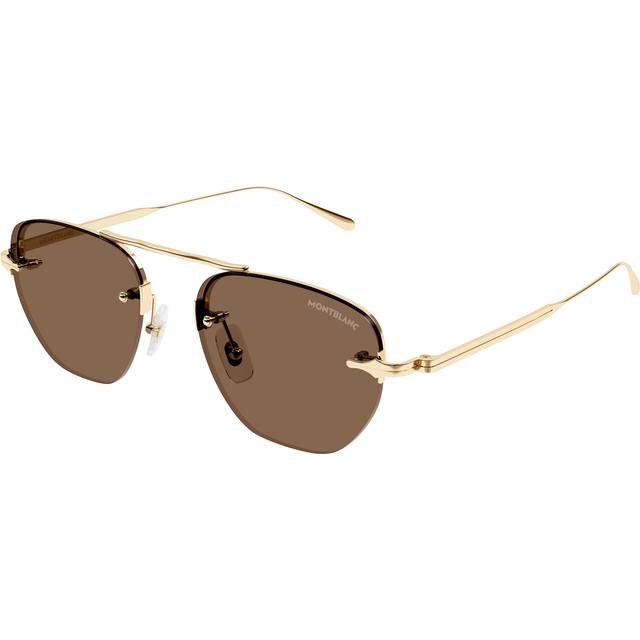 Montblanc Man MB0404S 002 Sunglasses Metal Gold Brown Round