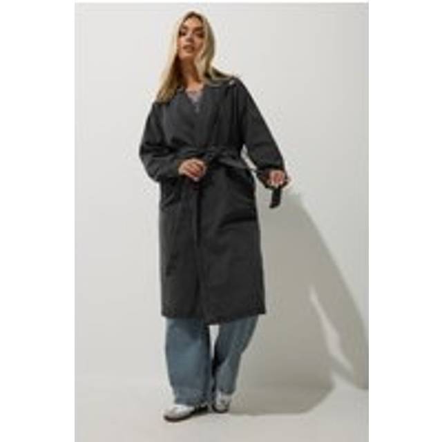 Limited Collection Curve Black Washed Belted Denim Trench Coat, Women's Curve & Plus Size, Limited Collection - 26-28