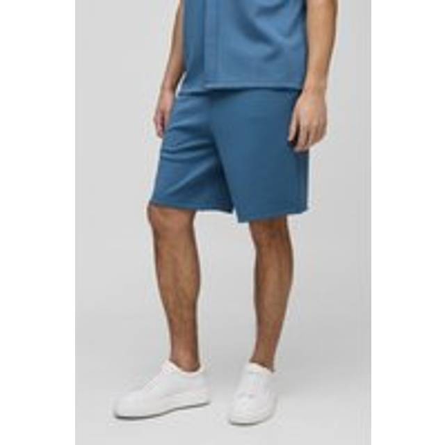 Relaxed Fit Elasticated Waist Scuba Short - Blue - S