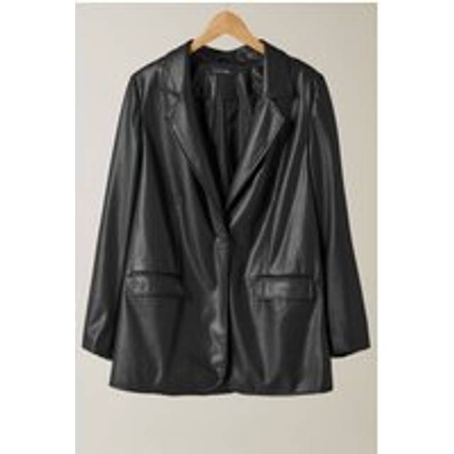 Faux Leather Blazer - Black - 26-28