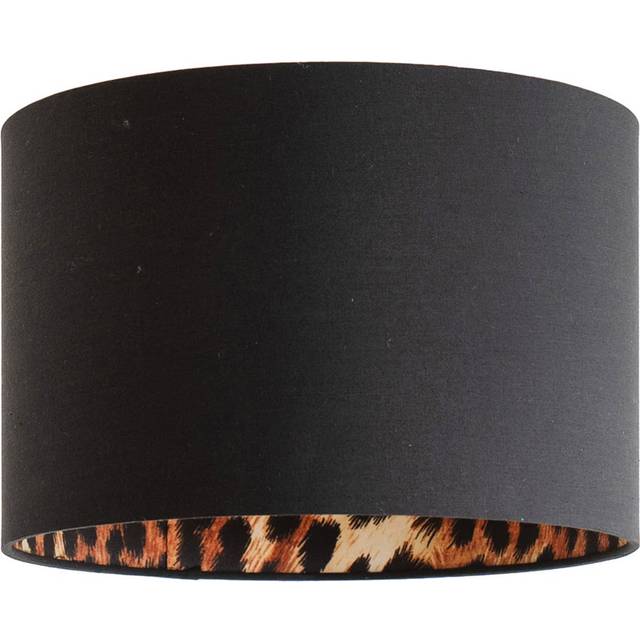 ValueLights Oasis Small Black Fabric with Leopard Print Inner Drum Ceiling Lamp Shade - 20.5 x 30.5 x 30.5cm