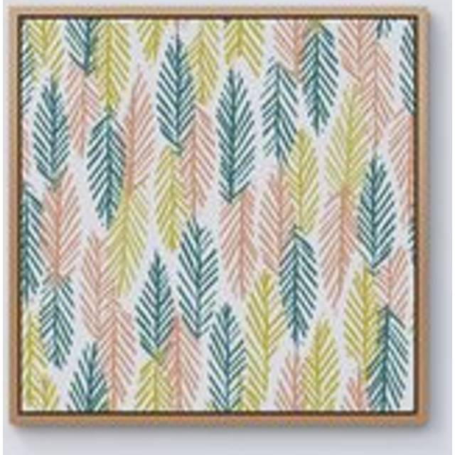 Scandinavian Style Foliage Framed Canvas - Light Brown - W30 inch x H30 inch
