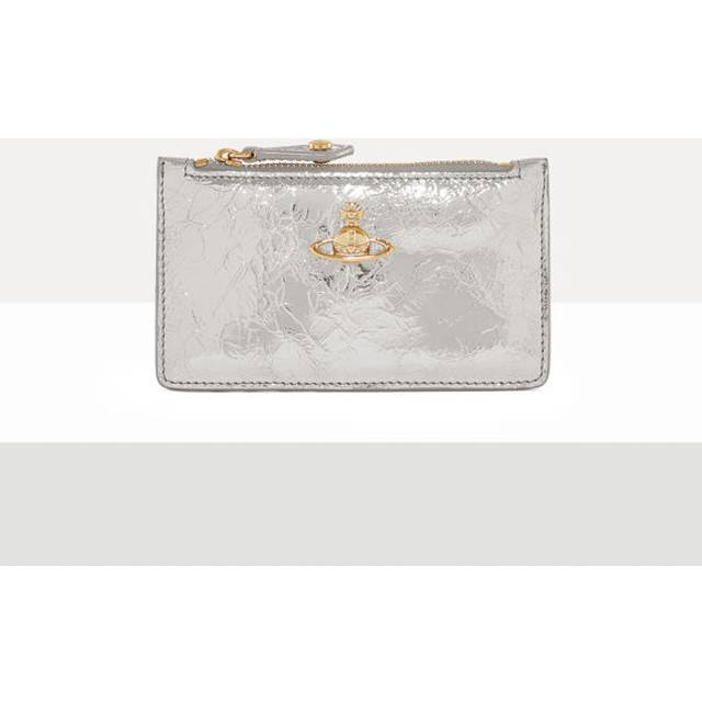 Vivienne Westwood Slim Long Card Holder Metallic Crinkle Silver One Size Women