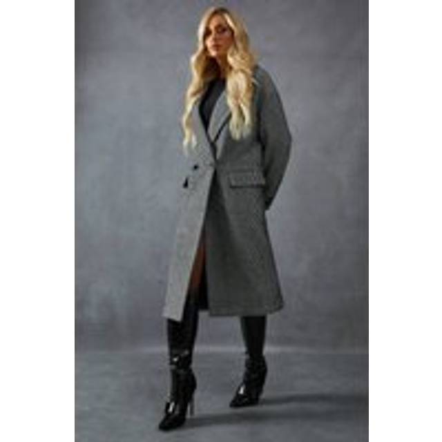 Womens Wool Look Textured Coat - Grey - S