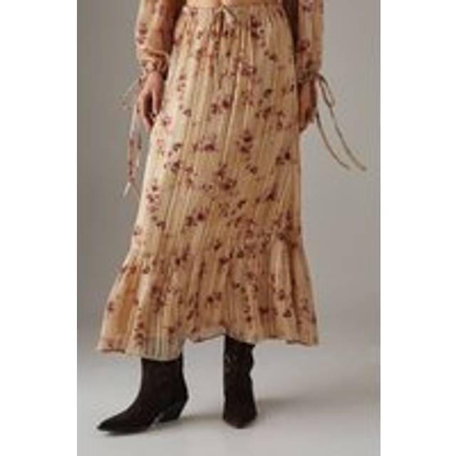 Womens Shadow Stripe Drawstring Waist Tier Maxi Skirt - Multi - 10