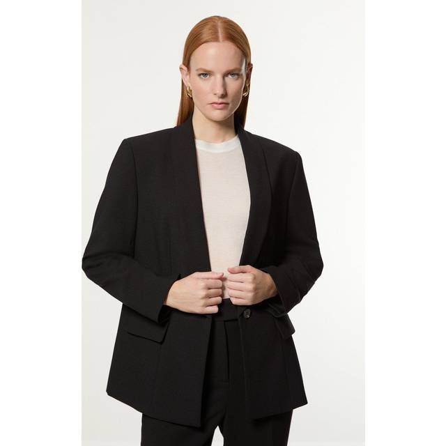 Compact Stretch Essential Tailored Single Breasted Blazer - Black