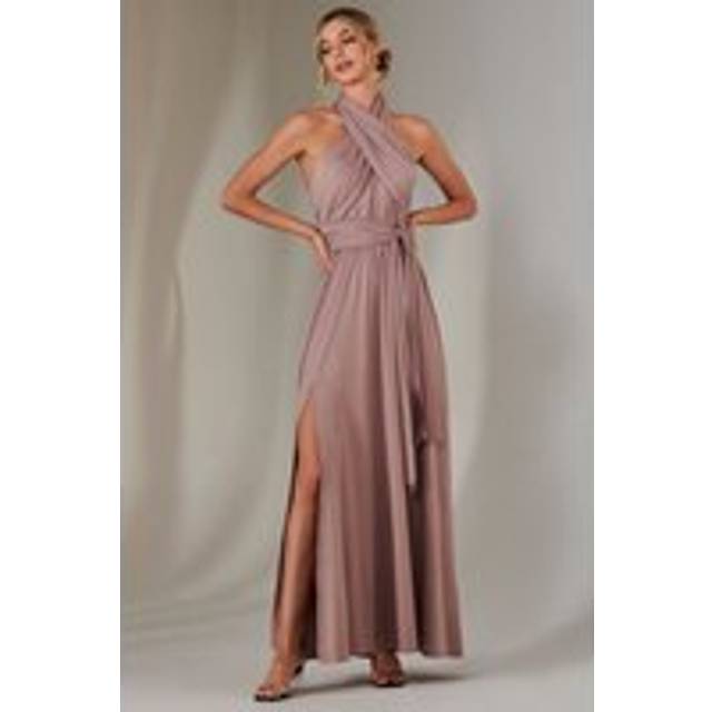 Halter Neck Maxi Bridesmaid Dress - Dusty Pink - 10