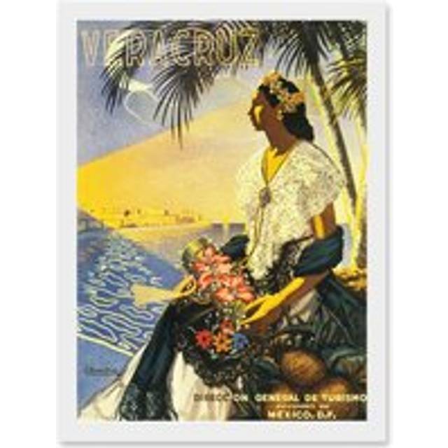 Vintage Travel Advert Veracruz Mexico Beach Tropical Artwork Framed Wall Art Print A4 - White - One Size