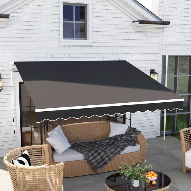 Outsunny 2.95 x 2.5m Black Retractable Awning with Crank Handle
