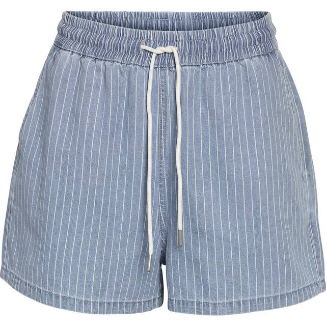 Noisy May Light Blue Denim Katri Elastic Stripe Short - XL