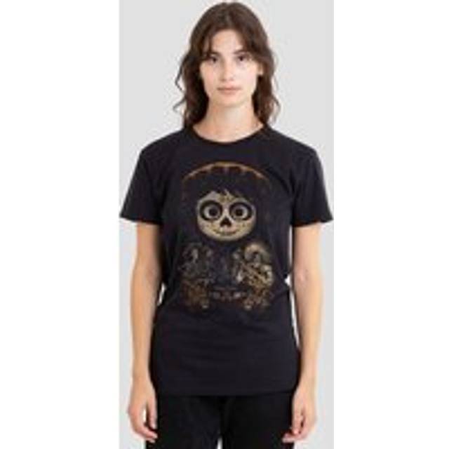 Coco Painted Poster With Miguel Skull, Hector And Ernesto T-Shirt, Black