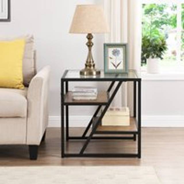 Aura Wooden Oval Coffee Table with Black Metal Legs - Clear - One Size