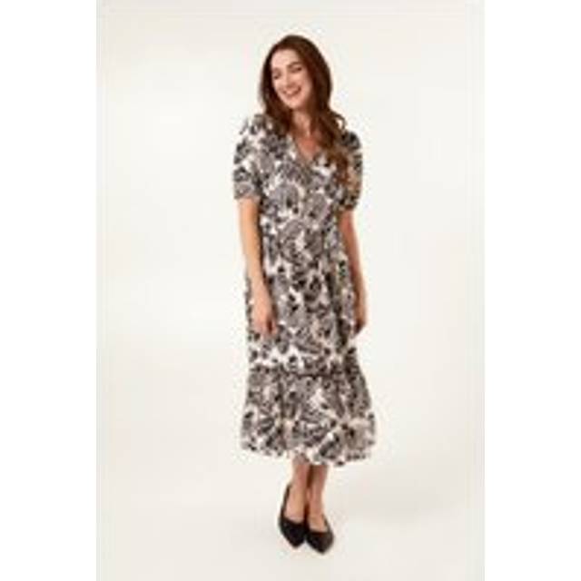 Blue Vanilla Black Coconut Button Front Midi Shirt Dress - m