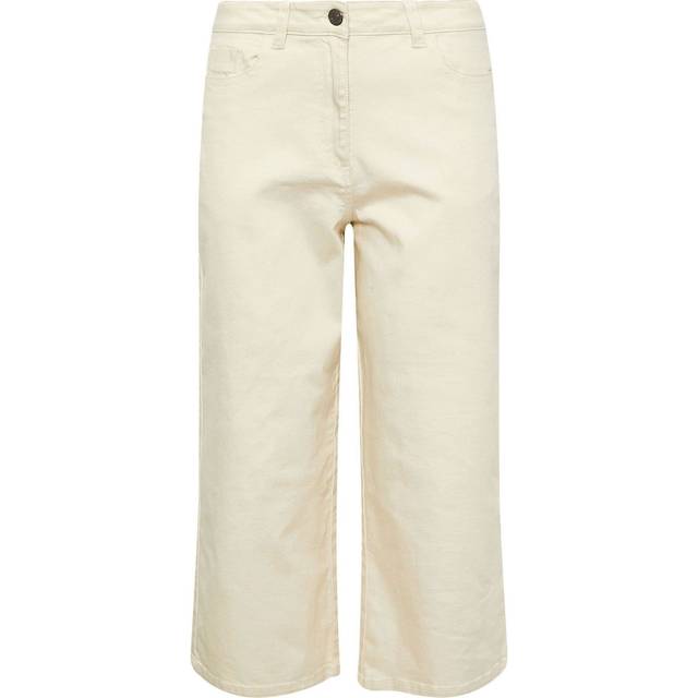 M&Co Cream Wide Leg Cropped Jeans Regular > 20 M&Co Womens - Regular 20