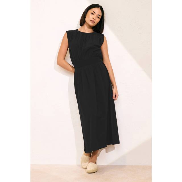 Pixiegirl Petite Black Shirred Waist Midaxi Dress 8 Pixiegirl | Petite Women's Midi Dresses