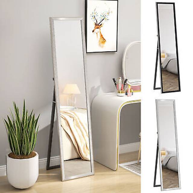 Homcom Full Length Mirror, 37 X 157cm Wall Mounted, Leaning, Free Standing Mirror, Framed Full Body Mirror For Living Room, Bedroom, Silver