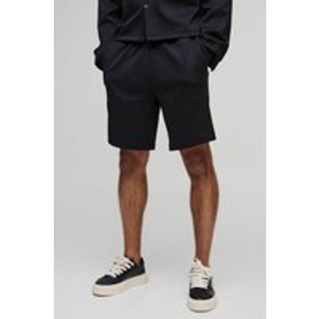 Relaxed Fit Elasticated Waist Scuba Short - Black - M