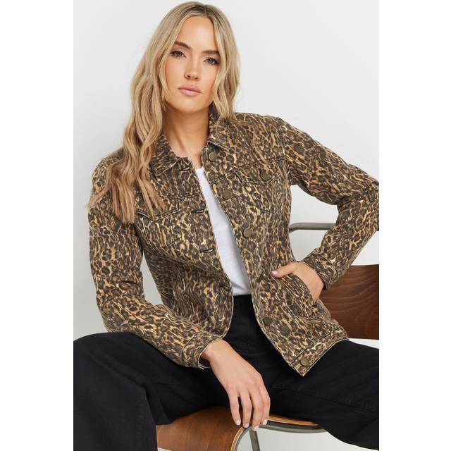 Lts Tall Brown Leopard Print Denim Jacket 14 Lts | Tall Women's Denim Jackets