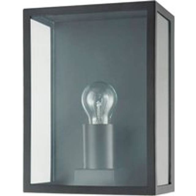 Modern Exterior Flush Wall Light Lantern in Matte Black with Clear Glass Panels - One Size