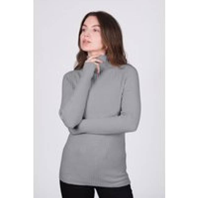 Ribbed High-Neck Jumper - Grey - 16